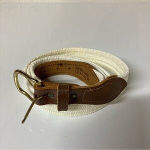 Elegant Unisex Cream and Brown Braided Elastic & Leather Belt size 37”-40”